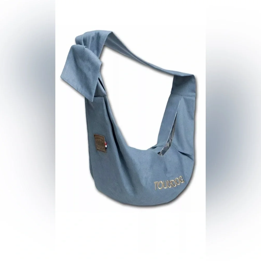 NWT TOUCHDOG 'Paw-Ease' Over-The-Shoulder Travel Sling Pet Carrier Blue